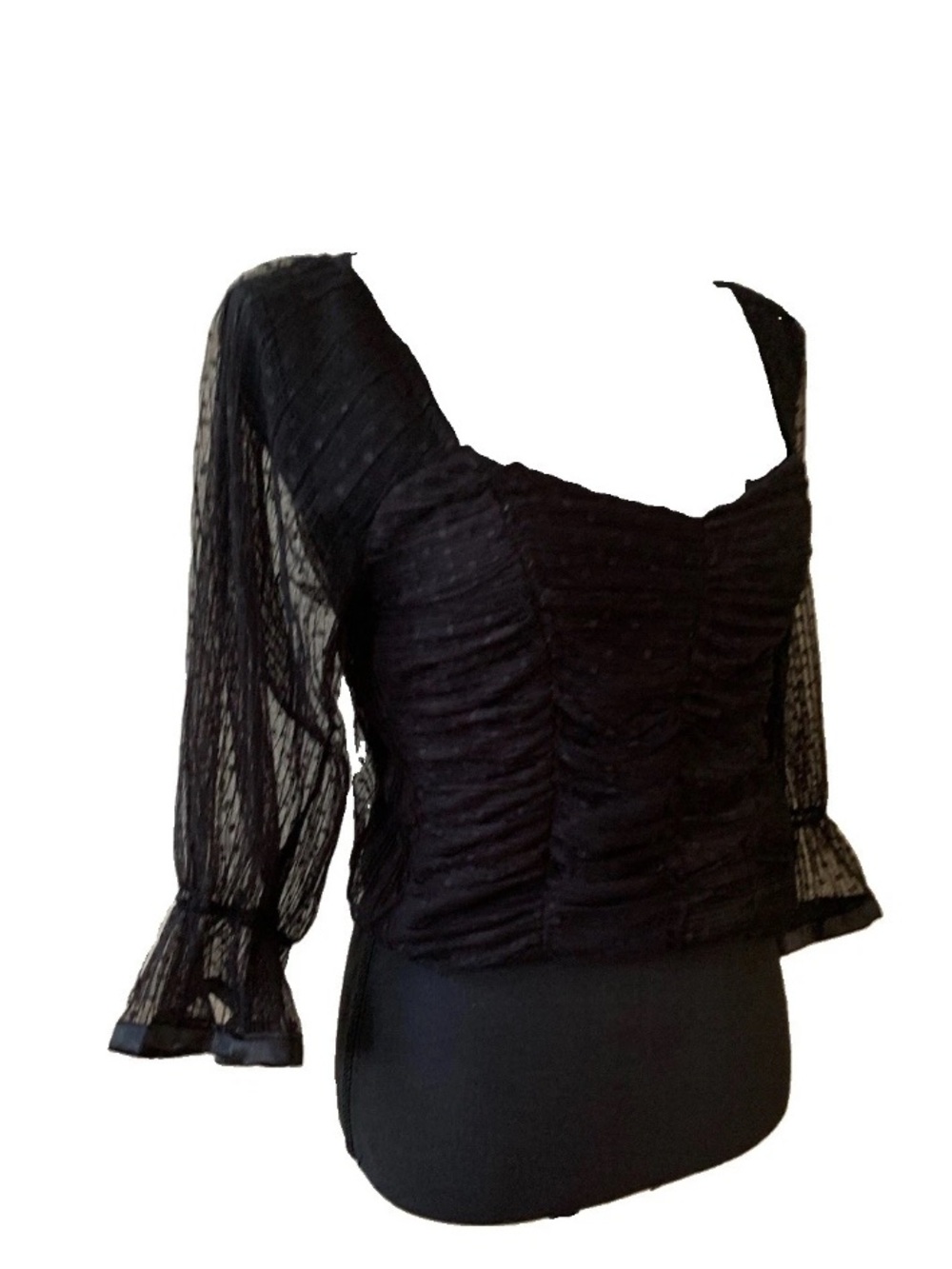 Haute Monde Ruched fairycore Whimsigoth goth Blouse with Sheer Sleeves